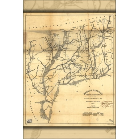 24"x36" Gallery Poster, map of Marion District, South Carolina 1825