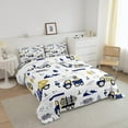 thumbnail image 2 of Erosebridal Construction Truck Comforter Cartoon Cars Bedding Set Machinery Excavator Tractor Equipment Cute Vehicles Blue Yellow Quilt, 2 of 6