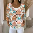 thumbnail image 3 of WTOBBY Women's Christmas Print Cardigan, Knit Sweater Button Up Jacket, Casual Holiday Themed Outerwear, Long Sleeve Open Front, Soft and Comfortable Fit,Camel L, 3 of 5