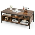 thumbnail image 1 of Costway Table Basse Industrielle avec Rangement Ouvert Cadre en Métal Table Centrale pour Salon, 1 of 10