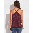 thumbnail image 3 of PrettyGuide Women's All Over Sequin Top Shimmer Strappy Camisole Sparkly Tank Tops Party Shirts, Small, 3 of 7