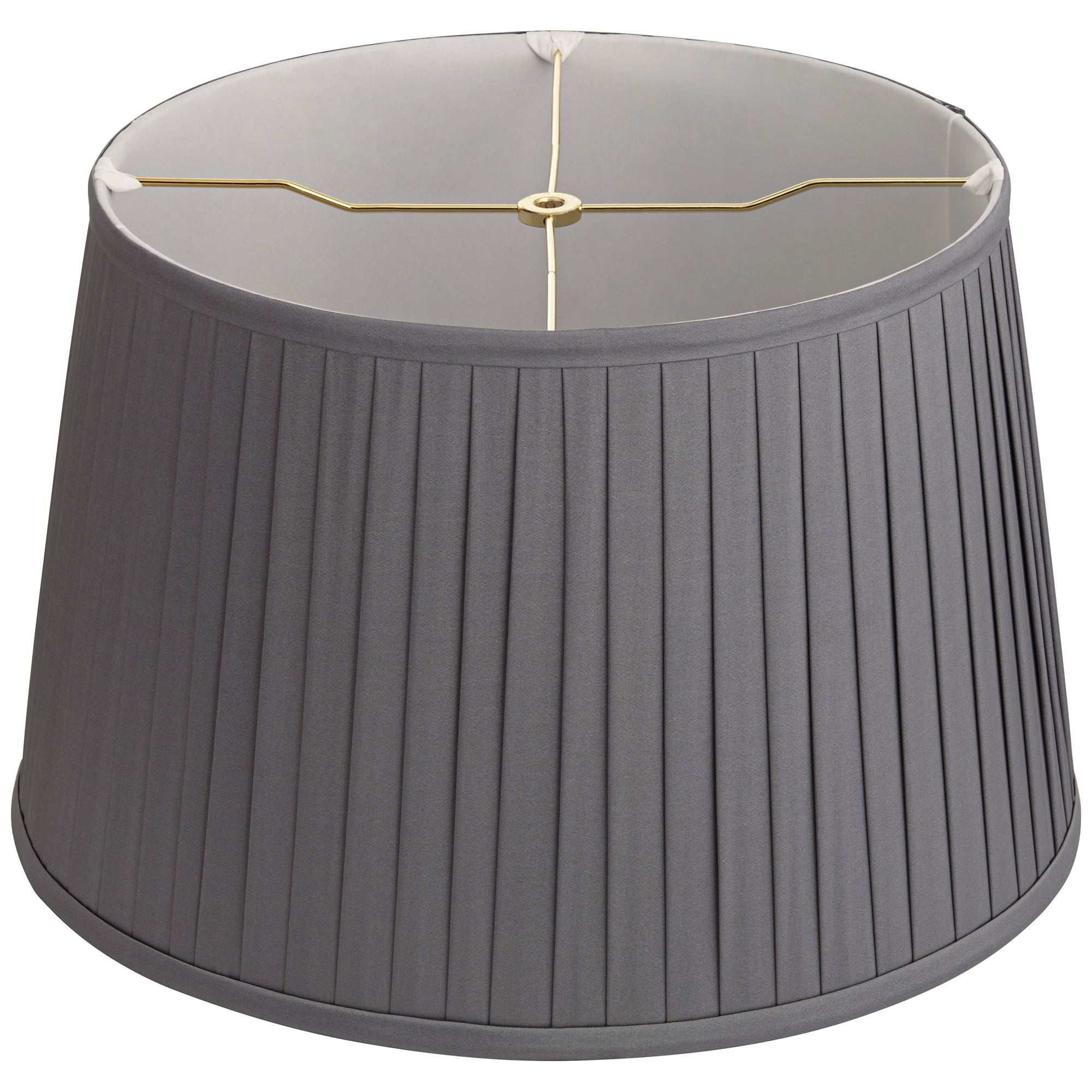 Springcrest 14" Top x 17" Bottom x 11" High x 11" Slant Lamp Shade Replacement Large Slate Gray Empire Pleated Spider Harp Finial