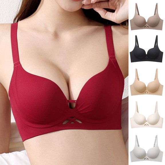 HBGVBA Seamless Bras for Women V Neck Thin Strap Wireless Bra Solid Color Breathable T-shirt Bra