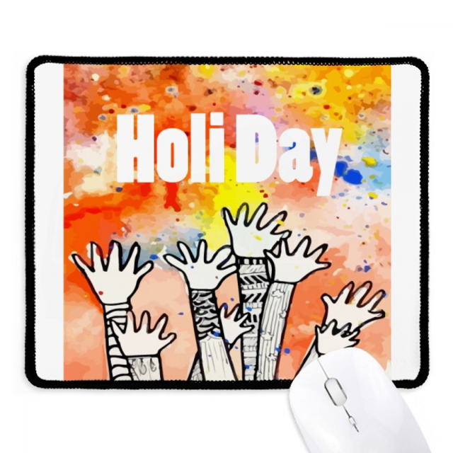 Partner Party Holi Festival Celebration Mousepad Stitched Edge Mat Rubber Gang Pad