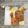 thumbnail image 3 of Ambesonne Gingerbread Man Quilted Bedspread Set 3 Pcs, Xmas Character, Queen Size, Multicolor, 3 of 3