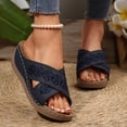 thumbnail image 6 of Walking Sandals Women Wedge Platform Sandals for Women Orthopedic Dressy Arch Support Comfortable Slip on Non-Slip Wide Width Slides Platform Sandal Summer Beach Walking Vacation Sandals Blue 8.5, 6 of 6
