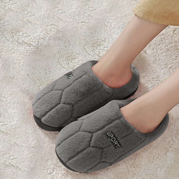 Gubotare Women Slippers Memory Foam Women's Fireside Sydney Shearling Fur Indoor/Outdoor Scuff Slipper with Wide Widths,Gray 10
