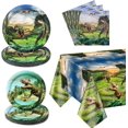 thumbnail image 1 of czcpp-Dinosaur Birthday Decorations - Dinosaur Paper Tableware Set Including Dinosaur Plate, Napkins, Dino Tablecloth for Kids Boys Dinosaur Birthday Supplies, Serve 20, 1 of 4