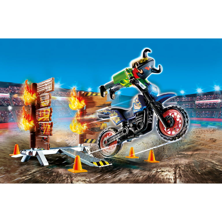 PLAYMOBIL Stunt Show Motocross with Fiery Wall