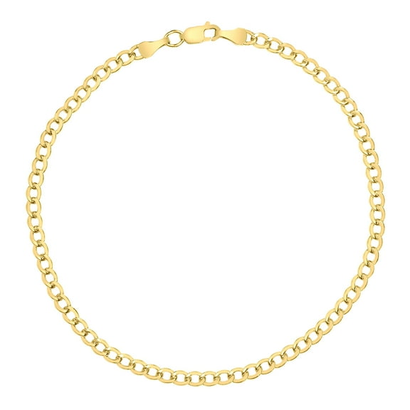 SZUL Women's 14K Yellow Gold Filled 3.3MM Curb Link Bracelet with Lobster Clasp