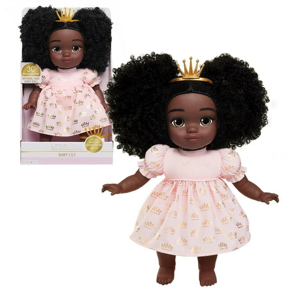 Littlelistas Lily 14-inch CROWNED Natural Hair Baby Doll & Accessories, Curly 3C Textured Hair, Deep Brown Complexion, Kids Toys for Ages 3 Up, An Extension of NATURALISTAS dolls, Designed and Develop, Littlelistas Lily CROWNED Natural Hair Baby Doll