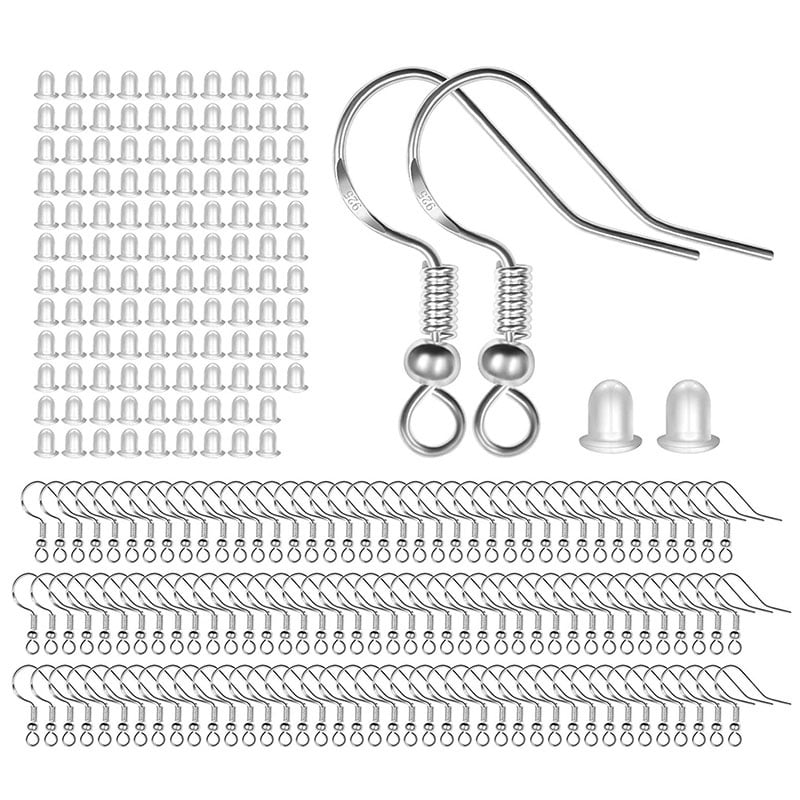 Weilan Earring Findings,120x Solid 925 Sterling Silver French Earring Wires Hooks Jewellery Findings