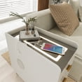 thumbnail image 2 of LED Nightstand Wireless Charging Station USB C-Socket Nightstand 3 Drawers Modern Smart Nightstand with Speakers and Bookshelf High Gloss Bedroom Furniture, White 1PC, 2 of 15