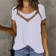 thumbnail image 2 of Summer Tops for Womens Lace Splicing Scooped Neck T-Shirts Short Sleeve Tops Plain Basic Tunic Blouses Relaxed Fit Tops Dressy Shirts Lounge Breathable Tunic Blouses Beach Vacation Clothes, 2 of 7