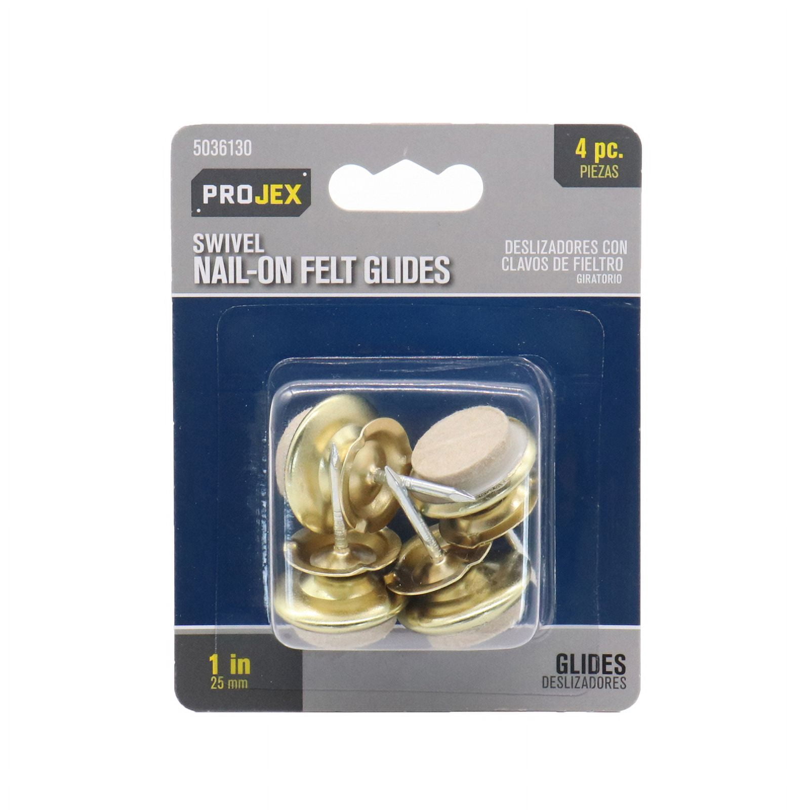 Projex 5036130 1 in. Nail-on Felt Swivel Glide, White - Pack of 8