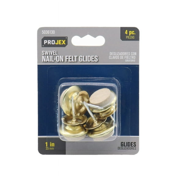 Projex 5036130 1 in. Nail-on Felt Swivel Glide, White - Pack of 8