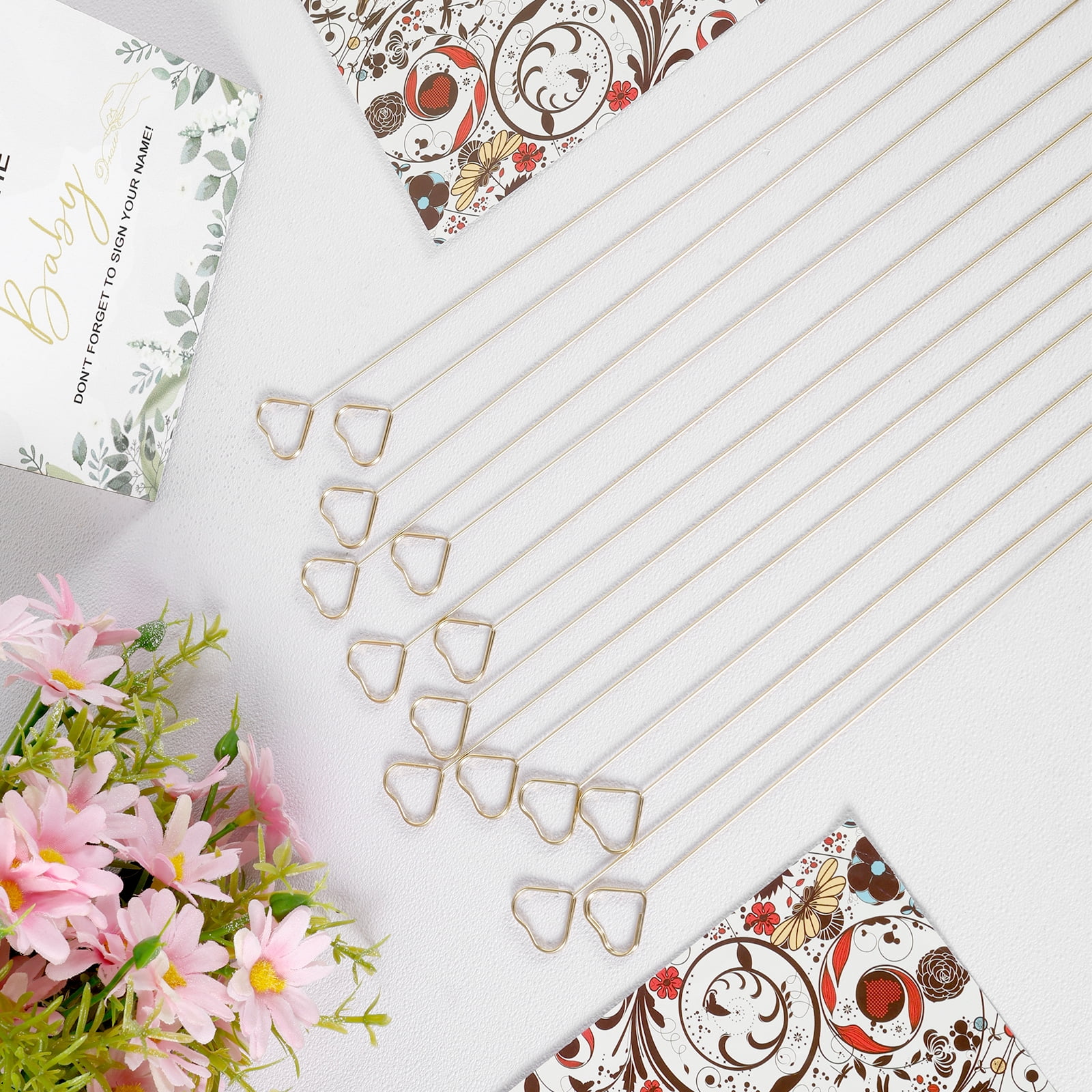 Threns 400 Pcs Floral Card Holder Pick 12 Inches Metal Flower Card Holder Stick for Birthday Party Engagement Wedding Formal Meeting