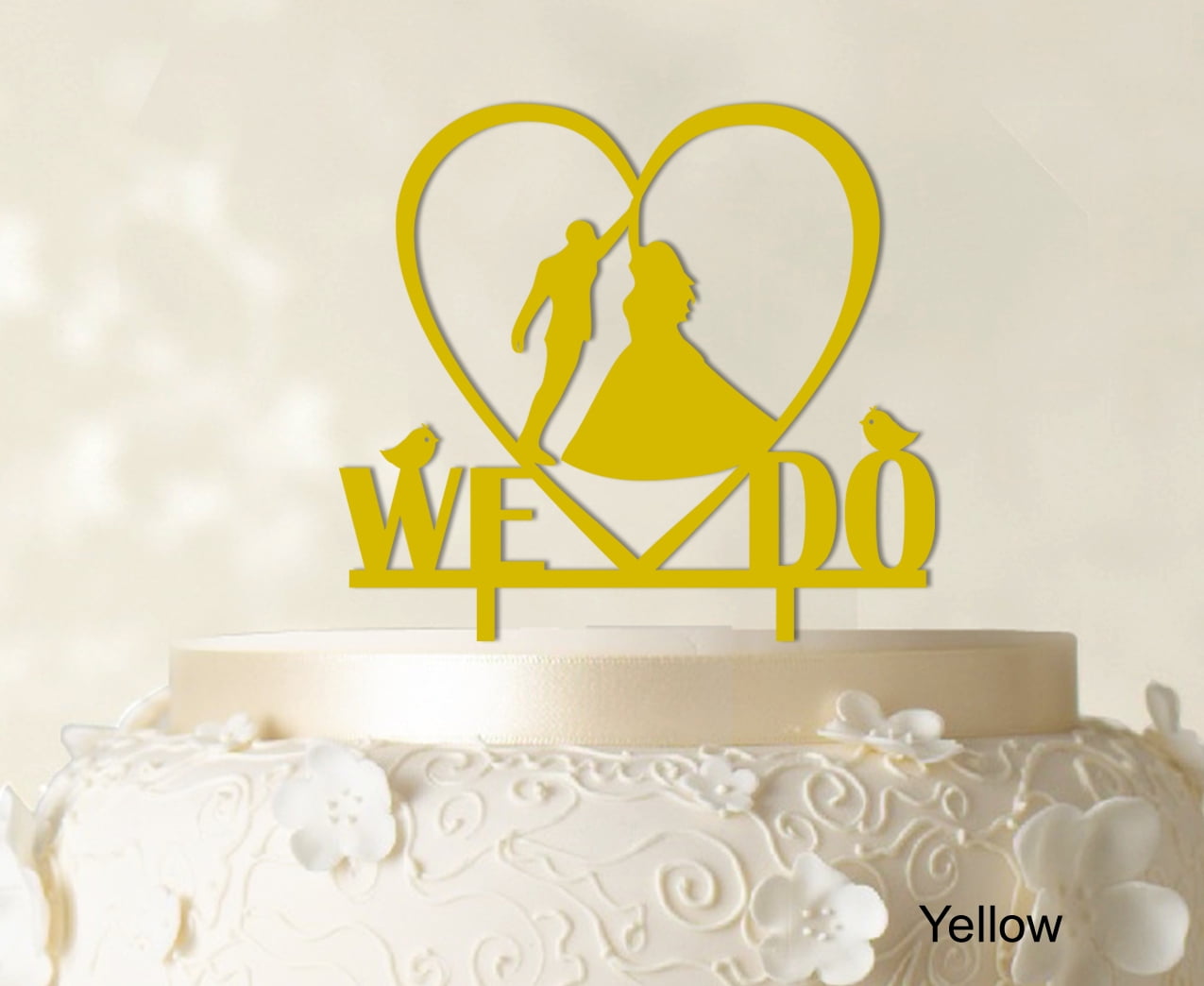 "We Do Wedding Cake Topper Personalized Yellow Cake Topper Color Option