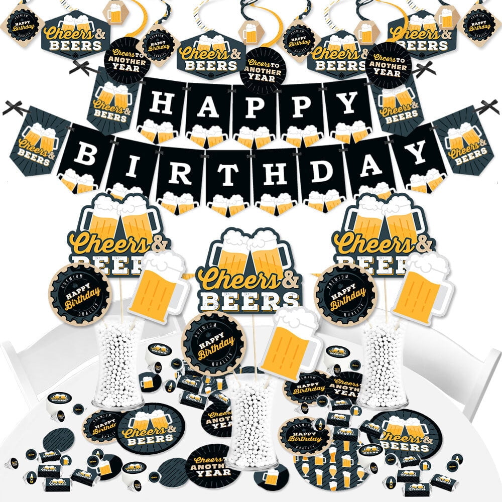 Cheers and Beers to 40 Years - 40th Birthday Party Supplies - Banner Decoration Kit - Fundle Bundle