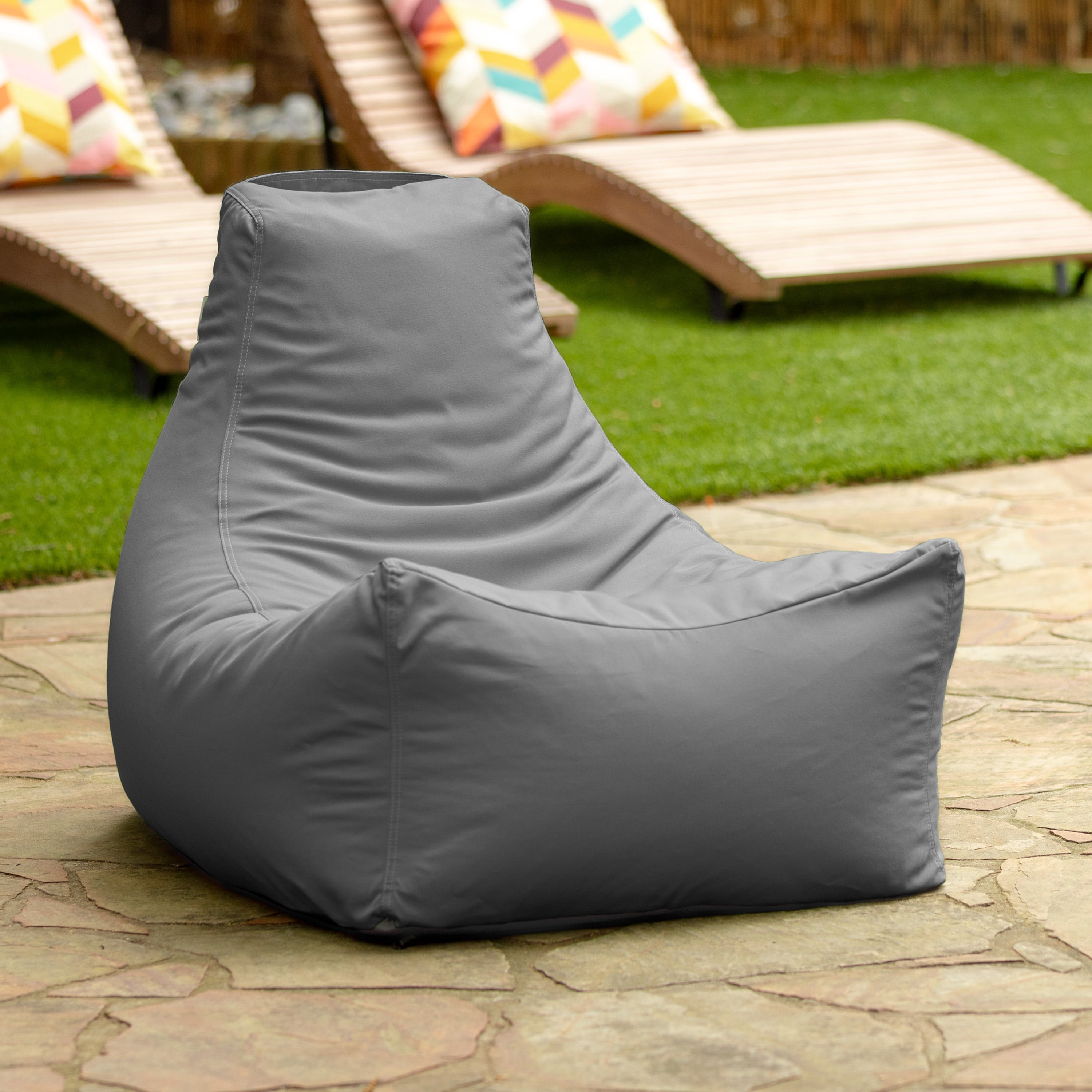 Jaxx Juniper Outdoor Bean Bag Patio Chair & Poolside Lounge, Charcoal Sunbrella