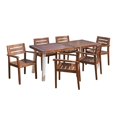 thumbnail image 1 of Noble House Jackson 7 Piece Outdoor Dining Set in Brown and White, 1 of 19