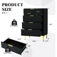 thumbnail image 2 of 4 Drawer Dressers for Bedroom, Wood Dresser with Golden Handles, Storage Chest Cabinet Organizer Unit, Chest of Drawers for Living Room, Closet, Hallway (Black), 2 of 9