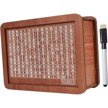 Homemoh Money Saving Box, Wooden Money Box with Money Target and Numbers, Savings Challenges Money Box, Cash Savings Box, Cash Saver Box with Marker Pen,Piggy Bank for Adults Kids (10000 Dollar)