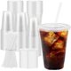 thumbnail image 1 of Vasos de plástico Clawsoff, 473 ml, paquete de 100 con tapas y pajitas, 100 unidades, 1 of 7