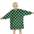 thumbnail image 3 of Green and Black Checkerboard Pattern Blanket Hoodies for Kids 6-13YR Oversize Wearable Blanket Hoodies for Boys Girls Teens, 3 of 7