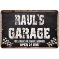 thumbnail image 1 of RAUL'S Garage Black Grunge Sign 16 x 24 Matte Finish Metal 116240005104, 1 of 1