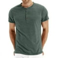 thumbnail image 3 of Summer Lapel Solid Color Short Sleeve Button Up Men's Shirt Men's, 3 of 4