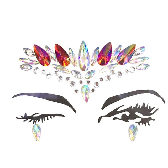 Pegatinas autoadhesivas Qarigey Joyas para la cara de los ojos diamantes de imitación rojo