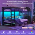 thumbnail image 4 of Bunk Beds Twin over Twin with 6 Storage Drawers & LED Lights & Charging Station, Heavy Duty Metal Bunk Bed with Desk & Shelves for Teens, Twin Loft Beds with Full-Length Guardrail and Ladder, Black, 4 of 10