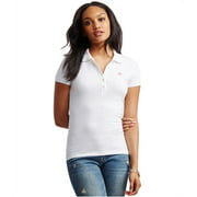 Aeropostale Womens A87 Polo Shirt, White, Large