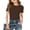 Brown-1, variant on Teen Girls Short Sleeve T-shirt Summer Ribbed T Shirt V-Neck Fitted Casual Basic Tee Kids Junior Cotton Tee Tops Spring Summer Fall Casual Streetwear,White,S