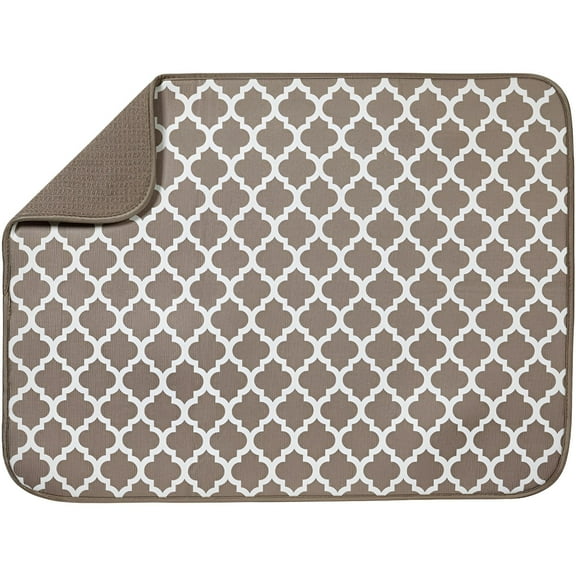 SurVank XL Microfiber Taupe Trellis Extra Absorbent 18” x 24” Counter & Drying Mat