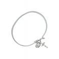 thumbnail image 2 of 7 1/4 inch Oval Eye Hook Bangle Bracelet w/ Miraculous/Crucifix in Sterling Silver, 2 of 3