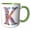 Green/White, variant on 3drose, Colorful Monogram Letter K, 11oz Two-tone Black Mug