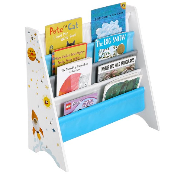 SONGMICS Bibliothèque pour Enfants, Organisateur d'Étagère de Rangement pour Livres, avec Trousse Anti-Basculement, Blanc, Enfants