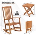 thumbnail image 3 of Costway Wood Folding Square Table & 2pcs Rocking Chair Set with Slatted Seat & Tabletop, 3 of 8