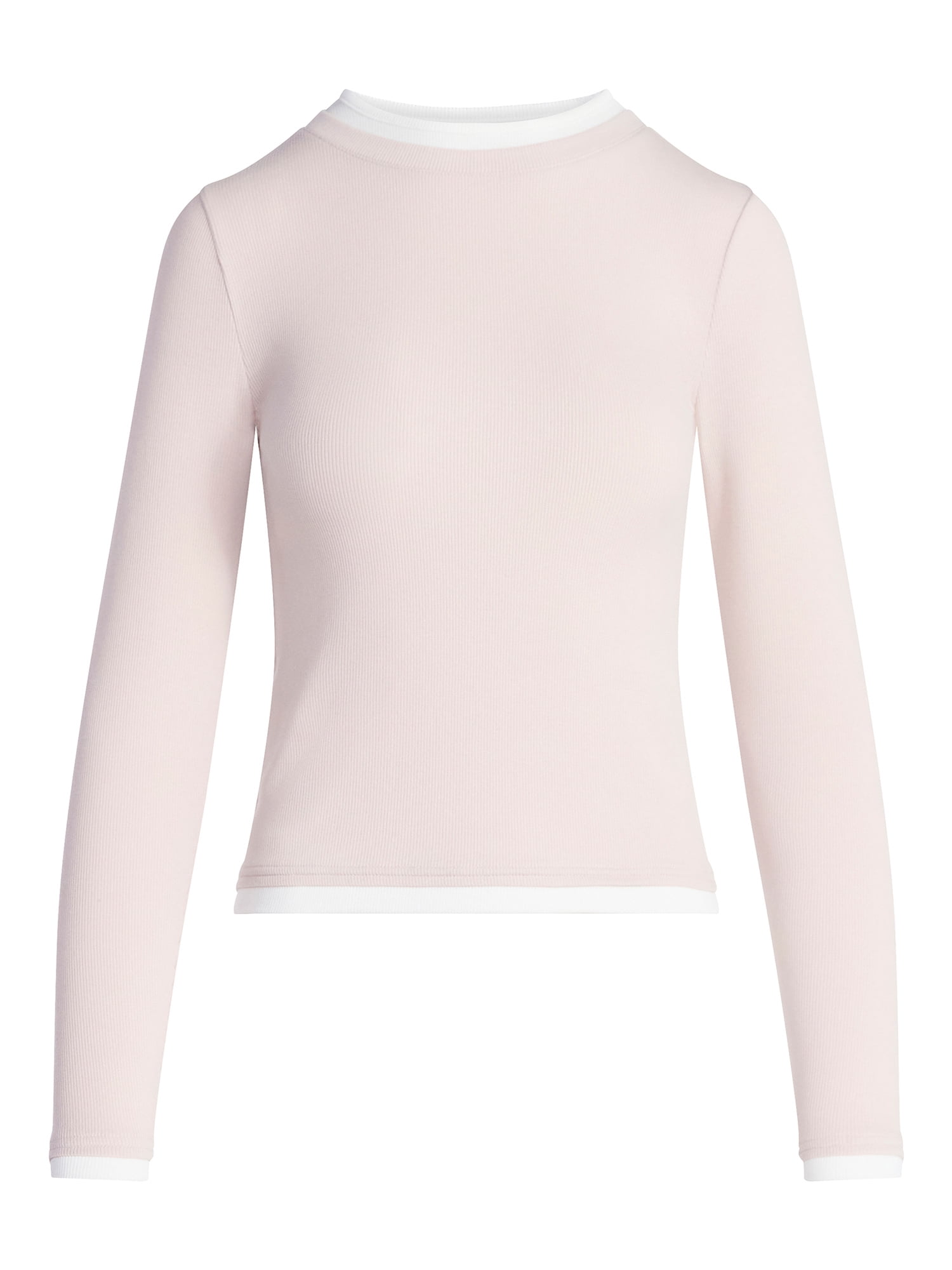 Scoop Women’s Double Layer Rib Tee with Long Sleeves, Sizes XS-XXL