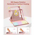 thumbnail image 4 of 7 Rainbow Backlight Rechargeable Detachable Keyboard Kit with Silent Wireless Mouse, 360 Swivel Adjustable Stand Case with Pencil Storage for iPad 7/8/9 10.2 inch, iPad Air 3 / Pro 10.5,Rose Gold, 4 of 9
