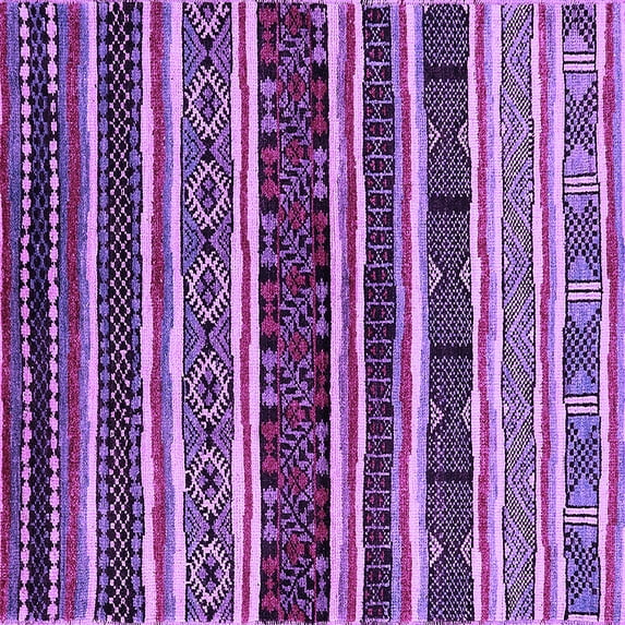 Ahgly Company Indoor Square Oriental Purple Industrial Area Rugs, 8' Square