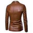 thumbnail image 4 of XFLWAM Mens Leather Blazer Coat Jacket Classic faux Leather Casual Blazer Jacket for Men Khaki L, 4 of 6