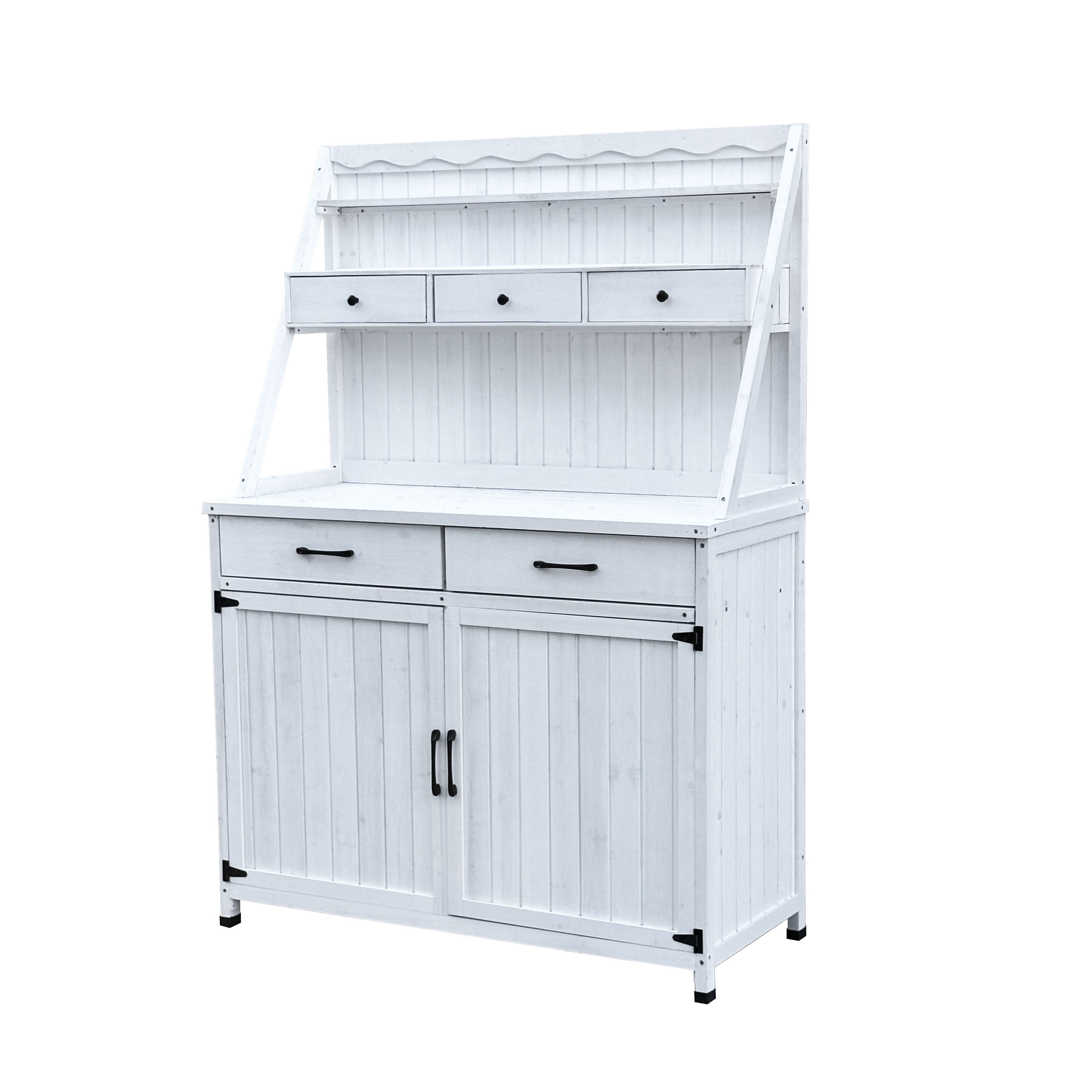 MAYEERTY 64.5" Tall Wood Potting Bench, Outdoor Garden Workstation with Drawers, Storage Cabinet, for Patio, Backyard, Greenhouse