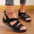 thumbnail image 3 of Rokment Womens Orthopedic Platform Wedge Dress Sandals 2026 Boho Beach Comfortable Leather Orthotic Arch Support Mid Heel Walking Summer Shoes for Woman A Size 6, 3 of 7