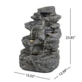 thumbnail image 4 of 23.85" H 5-Tier Outdoor Water Fountain with Cascading Waterfall,Outdoor Fountain with LED Light,Natural Looking Stone and Soothing Sound for Decor on Lawn,Garden,Gray, 4 of 9
