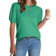 thumbnail image 1 of Jersey de manga corta WIHOLL verde abullonado para mujer, 1 of 6