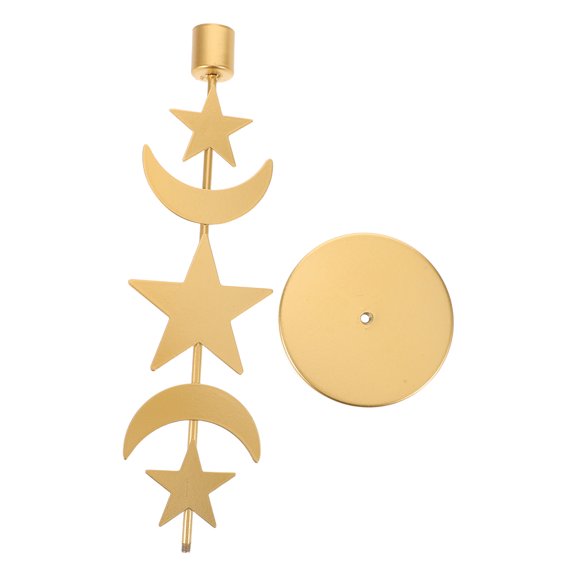 ETEREAUTY Moon and Star Plated Gold Candle Holder Decorative Metal Taper Stand