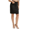 thumbnail image 4 of INSPIRE CHIC Women's Denim Ripped Raw Hem High Waisted Stretch Above the Knee Jean Skirts M Black, 4 of 5